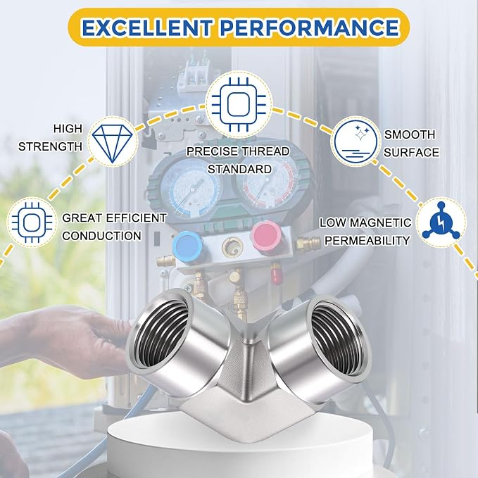 2 Pack SUS316 90 Degree 1/2" FNPT to 1/2" FNPT Barstock Street Elbow | 316 Stainless Steel Pipe Fittings, Forged Pipe Fitting Connector with Sealing Tape for Air, Oil, LP, Gas, Fuel, Water