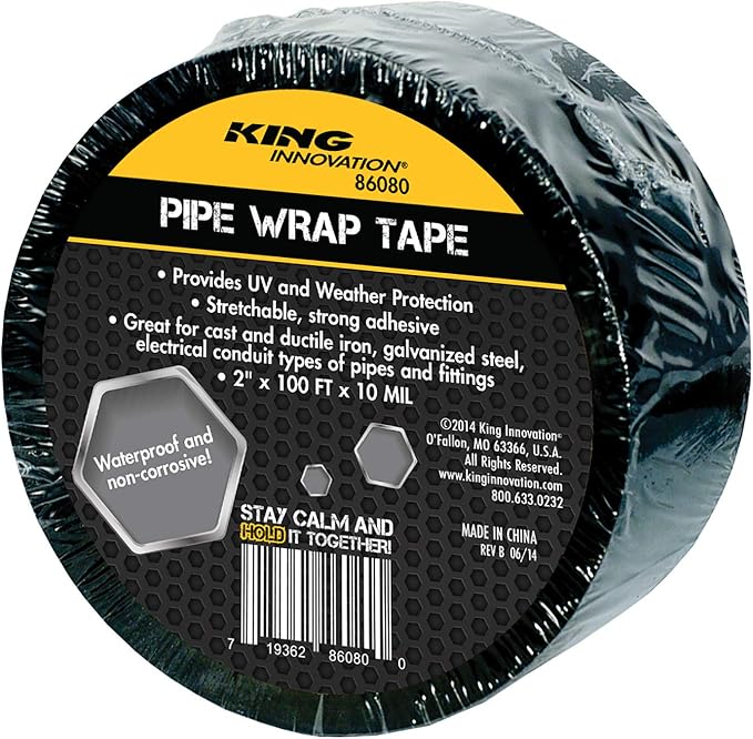 KING INNOVATIONS 86080 Corrosion Protection Pipe Wrap Tape (10 Mil): 2 In. x 100'. (Black)