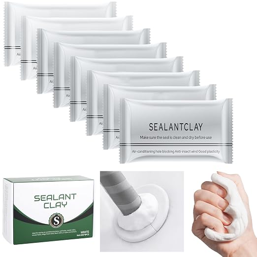 Waterproof Sealant Mastic,Pack of 8 White Seal Putty Waterproof Duct Seal Repair Sealing Clay, Quick Mending Mud for Drain Connection, Wall Hole, Air Conditioning Hole Seal Putty (8 Pack)