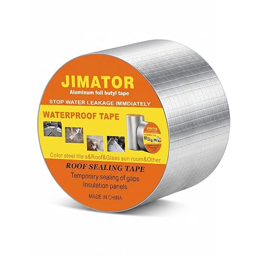 Butyl Waterproof Tape with Foil Backing, 4 Inch x16 Feet, Silver | Incredibly Sticky, Puncture-proof, Weather-resistant, for Glass & EPDM Roof Leak Patching