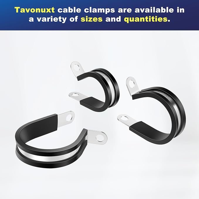 30PCS 5/16 Inch Cable Clamps, 304 Stainless Steel Rubber Coated Cable Clamps, Pipe Clamps