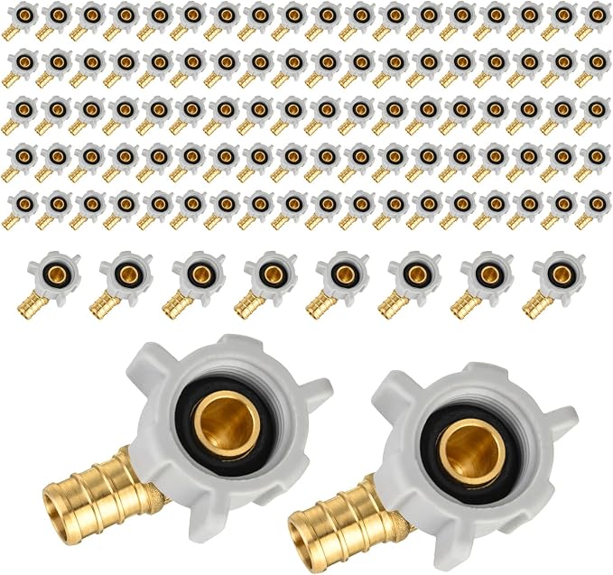 (Pack of 100) EFIELD 1/2" Pex x 1/2" Female NPT Swivel Elbow | Brass Barb Crimp Fittings,ASTM F1807-PEX1807299(100)