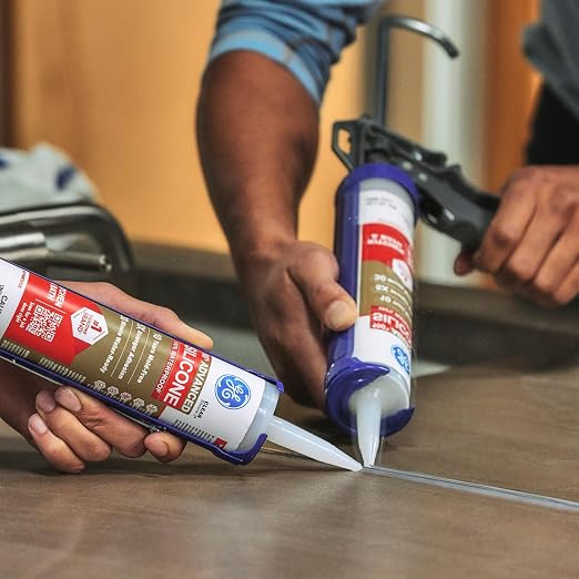 GE Advanced Silicone Caulk for Kitchen & Bathroom, Clear, 10 fl oz Cartridge, 2 Pack - 100% Waterproof Silicone Sealant, 5X Stronger Adhesion, Shrink & Crack Proof