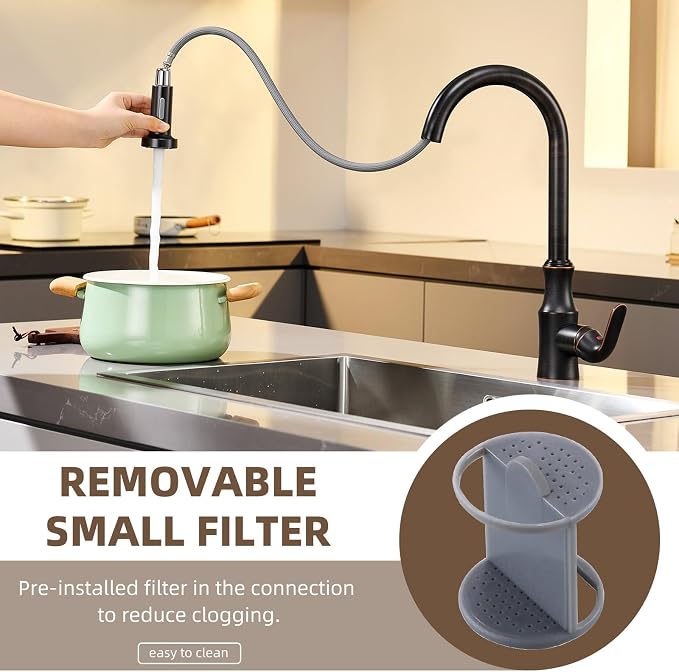 Angle Simple Kitchen Faucet Head Oil Rubbed Bronze, Sprayer Replacement