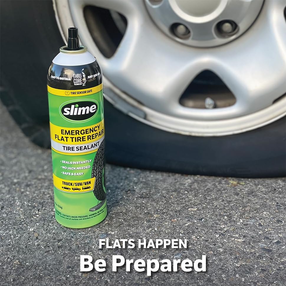 Slime 60187-6PK Flat Tire Puncture Repair Sealant, Emergency Repair for Highway Vehicles, Suitable for Cars/Trailers, Non-Toxic, eco-Friendly, 6 x 18oz