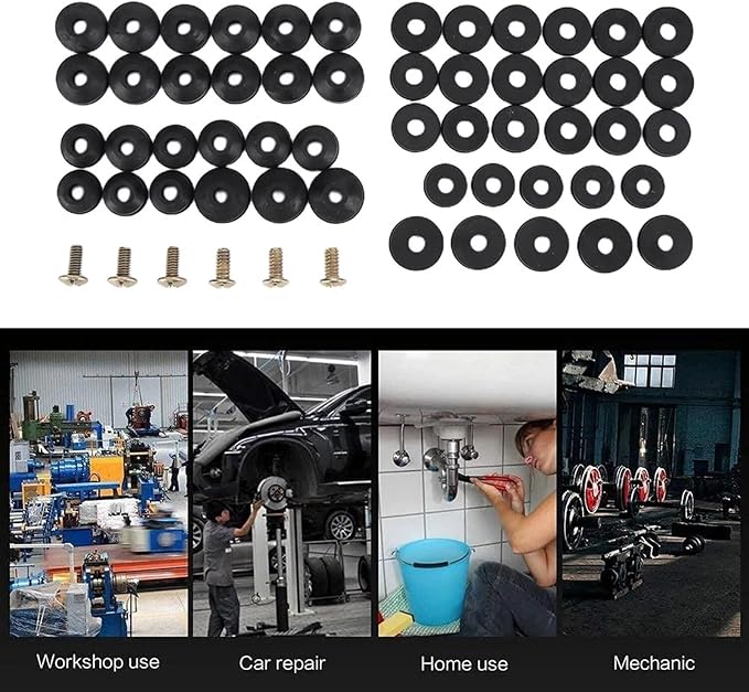 58Pcs Bathtub Faucet Repair Set Flat and Beveled Faucet Washers Repair Kit Rubber O-Ring for Kitchen Tap Or Bathroom Sink Leak
