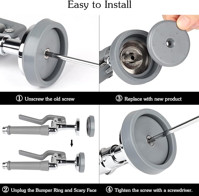 3 Pack Commercial Spray Valve Repair Kit for Most Commercial Sink Pre-Rinse Sprayer Spray Face Bumper and Screw Repair Part 1.42 GPM, Grey