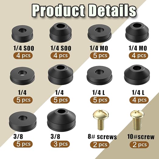 48 PCS Faucet Washer Assortment Kit Outdoor Faucet Repair Kit with Brass Screws Flat and Beveled Washers for Use with Assorted Quick-Opening Style Faucets Stem Worn Out Washer Replacements (48 PCS)