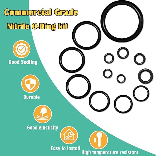 XBVV 1140 Pcs 21 Size Faucet O-Ring Assortment Kit with Food Grade Silicone Grease Lubricating for Pressure Washer Rubber Oring Plumbers Seal Repair