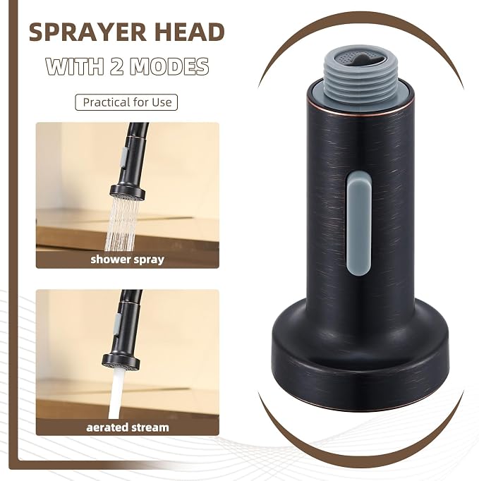 Angle Simple Kitchen Faucet Head Oil Rubbed Bronze, Sprayer Replacement