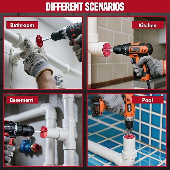 9Pcs PVC Pipe Reamer Kit, Durable Aluminum PVC Fitting Saver | Sch.40 CPVC ABS Lightweight Socket Saver Plumbing Tool Includes 1/2", 3/4", 1", 1-1/4", 1-1/2", 2", 2-1/2", 3", 4",1/2" Drill