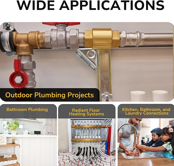 Pex Fittings, 3/4" Male NPT to 3/4" Pex Male Adapter, Heavy-Duty Brass Crimp Fittings for PEX Pipes with Leak-Resistant Construction, NSF & UPC Certified, 4 Pack