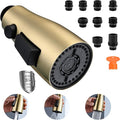 Metal Kitchen Faucet Head Replacement, 3 Functions Kitchen Faucet Head High Pressure, Brushed Gold Pull Down Kitchen Sink Sprayer Replacement with 9 Adapters Compatible with Most Faucets