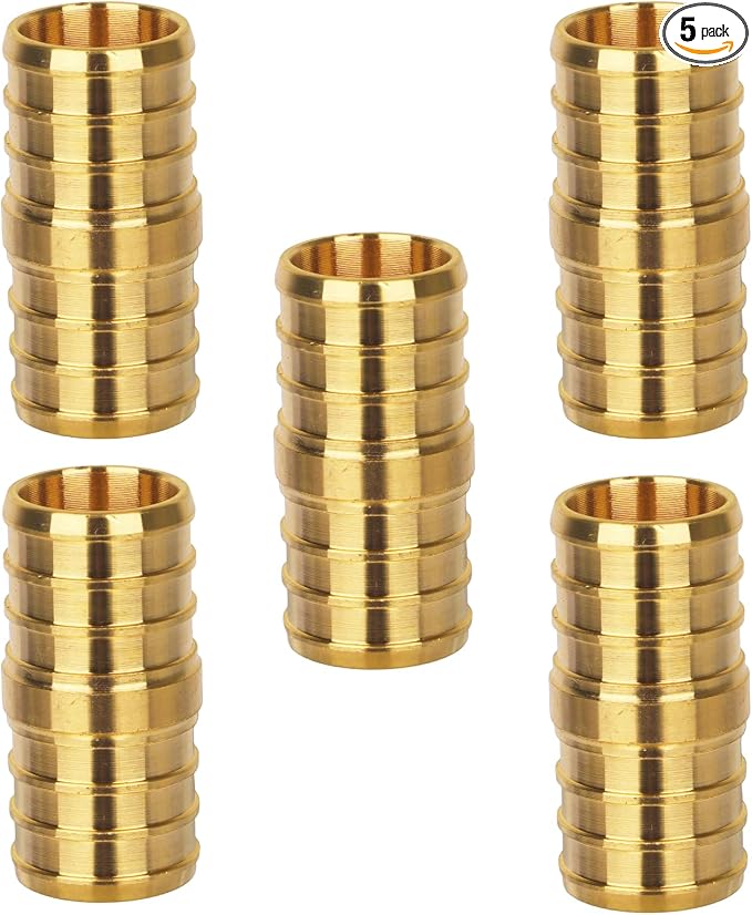 1/2" PEX Tee, PEX Fittings, Heavy-Duty Brass Crimp Fittings for PEX Pipes with Leak-Resistant Construction, NSF & UPC Certified, 5 Pack