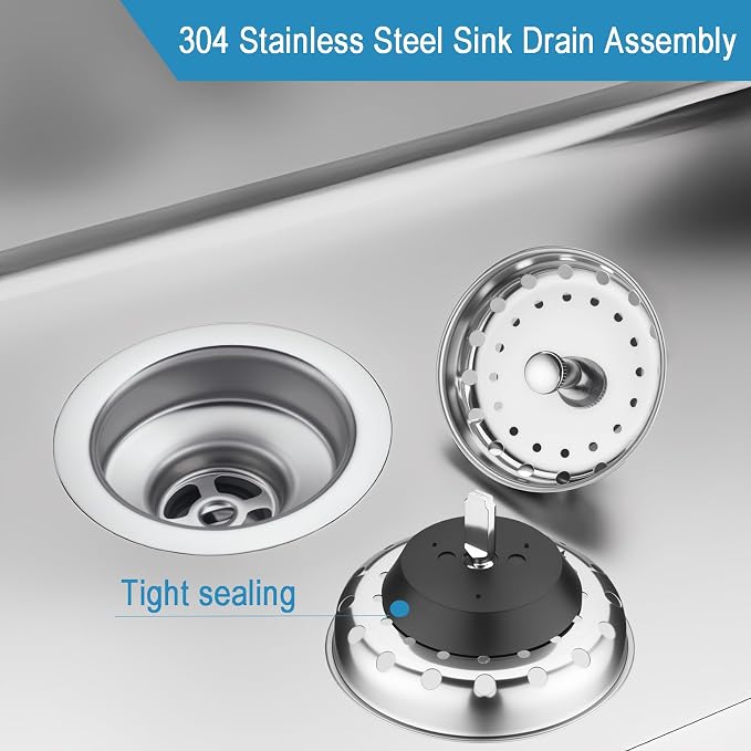 (1 Pack) eflyefly 1-1/2 inch Kitchen Sink Drain Kit with P Trap
