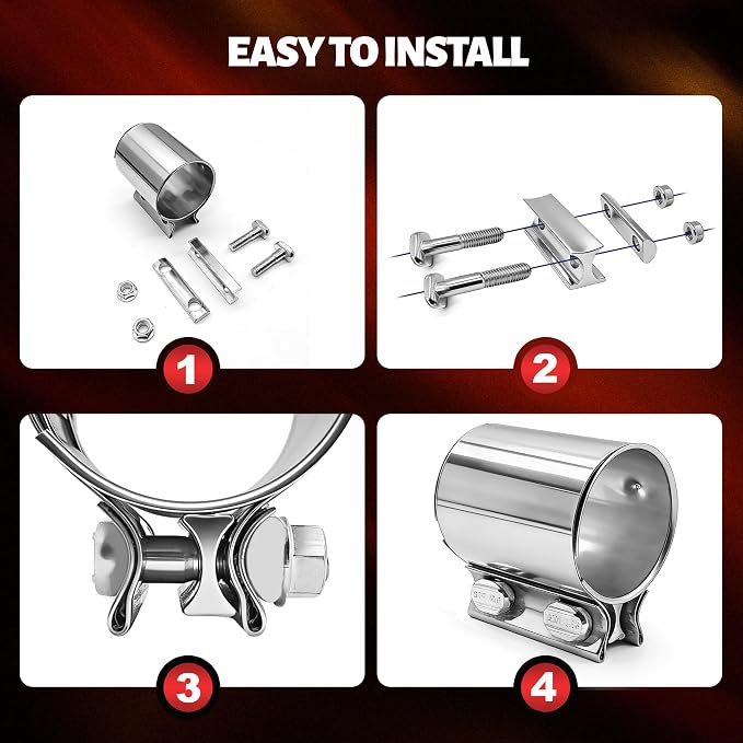 2.5 Inch Exhaust Clamp, 2 1/2" Muffler Clamp Sleeve Coupler for 2.5 Inch OD Exhaust Pipe, Muffler, Elbow, Exhaust Tubing Connection (1PCS)
