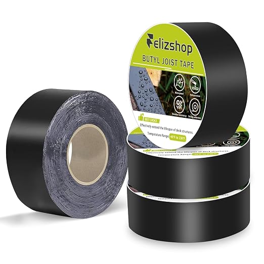 Butyl Tape, Joist Tape for Decking, 1 5/8" x 50' Deck Joist Tape Anti-Corrosion Butyl Sealant Tape Protect Your Deck Structure, Beams（4 Rolls）