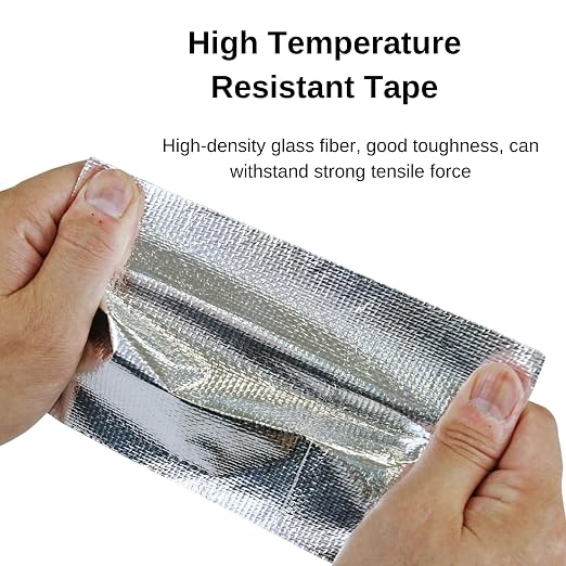 CHUANGSEED Adhesive Aluminum Foil Fiberglass Heat Shield Tape 4in x 90ft, Reflective Material Cool Tape Self-Adhesive for HVAC, Pipe, Auto,High Temp Protection