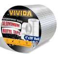 VIVIDA Aluminum Waterproof Butyl Sealing Tape, 4" × 20', 1 Roll | Aluminum Foil Butyl Sealant Tape for Outdoor Use, Corrosion Resistant, For Roof Leak Patching