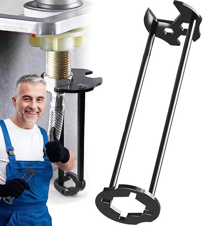 4 in 1 Water Pipe Wrench, Multifunctional Sink Wrenches, Plumbing Repair Wrench, Sink Wrench Faucet Tool, Faucet Installation Tool, Under Sink Wrench Faucet Tool for Kitchen Bathroom (Type A)