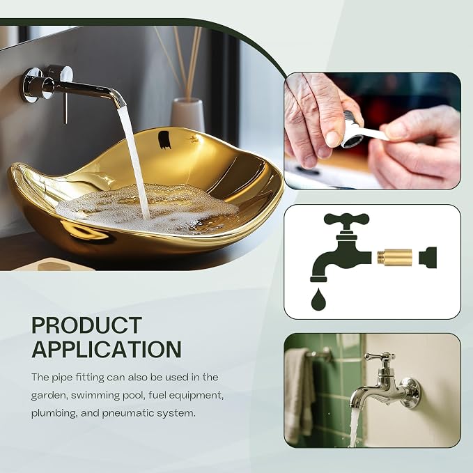 Shower Head Extension Arm, Brass G1/2 Male to Female Thread 30mm/1.18" Length Extender Pipe Fitting Nipple for Showers, Faucets, and Plumbing with PTFE Thread Seal Tape 3 Pack