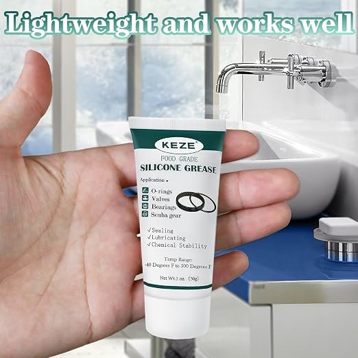 KEZE 96 PCS 10 Size Faucet Washers Assorted Kit and 1 oz 3-Pack Silicone Grease for DIY Outdoor Faucets Stem Leak Worn Out Seal Repair