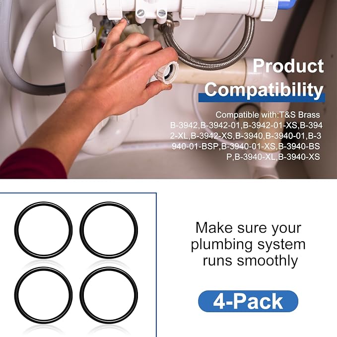 010389-45 Plunger Rubber O-Ring Compatible with 3-Tier Sink Drain,T&S Brass Twist Waste Drain Valve Rubber Stopper O-Ring(4PCS)