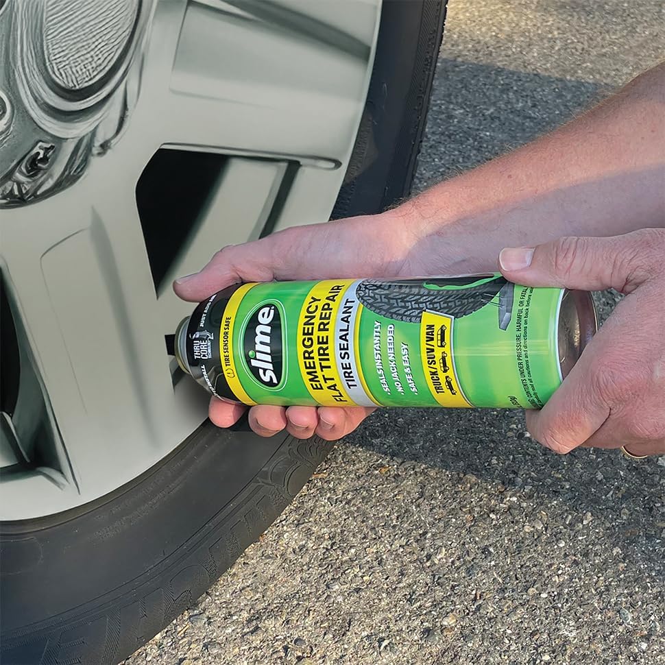 Slime 60187-6PK Flat Tire Puncture Repair Sealant, Emergency Repair for Highway Vehicles, Suitable for Cars/Trailers, Non-Toxic, eco-Friendly, 6 x 18oz