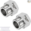 M METERXITY 2-Pack Garden Hose Adapter, Stainless Steel 1/2" NPT Female x 3/4" g Male Threaded Connector with Sealing Tape Garden Hose Convert Fitting for Pipe Fitting/Shower