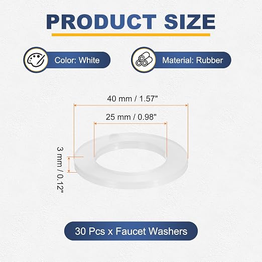 uxcell 30 Pcs Silicone Gaskets, 11/4 Inch O-Ring Seals Gasket Hose Washer Plumbing Gaskets Garden Hose Washer for Water Pipe Faucet Shower Head Garden Hose Seal, White