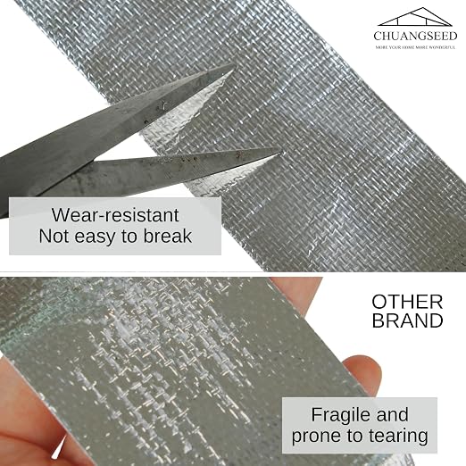 CHUANGSEED Adhesive Aluminum Foil Fiberglass Heat Shield Tape 2in x 90ft, Reflective Material Cool Tape Self-Adhesive for HVAC, Pipe, Auto,High Temp Protection