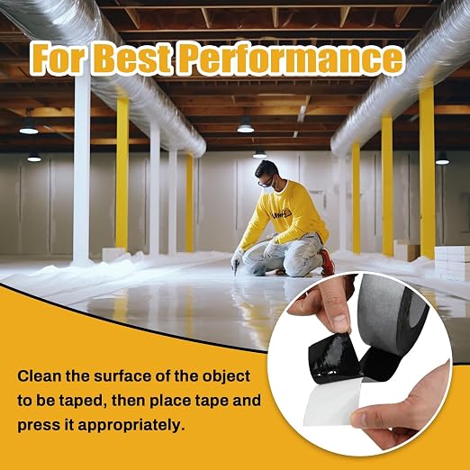 Bghdas - 1 Pack Butyl Sealant Tape 1 1/2" X 60' - Double Sided - Black Vapor Barrier Butyl Tape for Wall of Crawl Space, Rv Windows, Deck Boat, Crawlspace (Waterproof, Weatherproof)