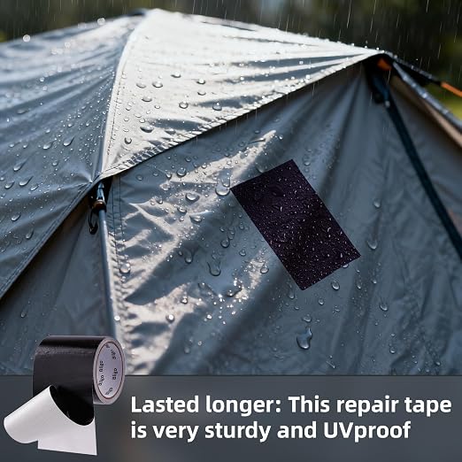Heavy Duty Waterproof Repair Tape Multipurpose Black 4 Inch x 25 FT | for RV Awning, Tent, Tarp, Sail and Boat Cover, Outdoor Fabric Repair Patch, UVproof, Indoor Outdoor Use