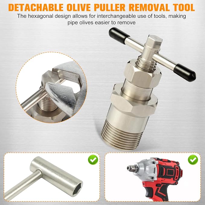 Wells Sinkware Olive Remover Puller Tool for 1/2 inch 1 inch Plumbing Tools Compression Sleeve Puller Tool 303 Stainless Pipe Olive Puller Ferrule Puller