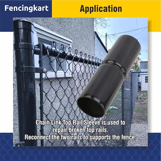 Top Rail Sleeve 1-5/8 inch,for 1-5/8 OD Pipe, Black Coated, Chain Link Fence, 4 Pieces (Black, 1-5/8"x6)