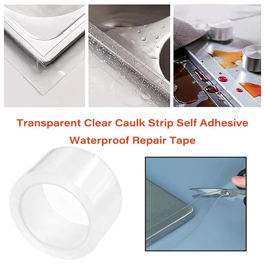 Clear Caulk Strip, 2 Inch x 33 Feet Self Adhesive Caulk Tape Caulking Sealing Tape for Kitchen Countertop Sink Bathtub Bathroom Shower Toilet and Floor Wall Edge Protector