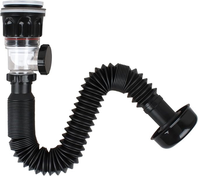 Bathroom Sink Drain Kit - Flexible Sink Drain P-Trap for 1-1/4" & 1-1/2", Built-in Anti-Clogging Stopper, Anti-Odor Bathroom Sink Drain