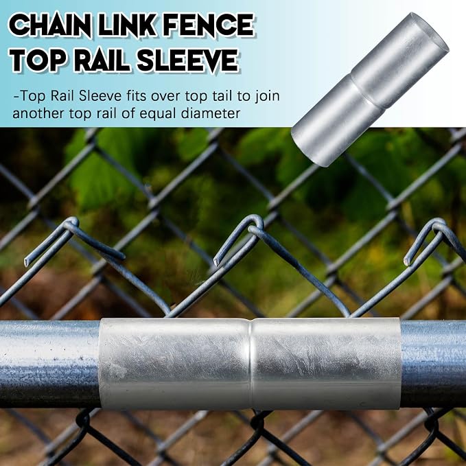 Tandefio 8 PCS Top Rail Sleeve Galvanized Steel Chain Link Fence Top Rail Sleeve for Rail/Pipe (1-5/8" x 6")