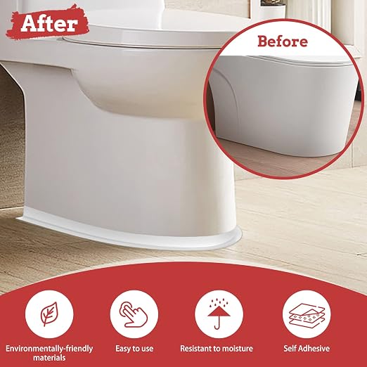 Fixmend Caulk Tape Self Adhesive, 2 Rolls Toilet Caulking Strip Waterproof | Sealant Tape for Kitchen, Bathroom, Shower, Bathtub, Toilet, Wall Floor, Countertop with Sealing Tool (126 x 1.5in)