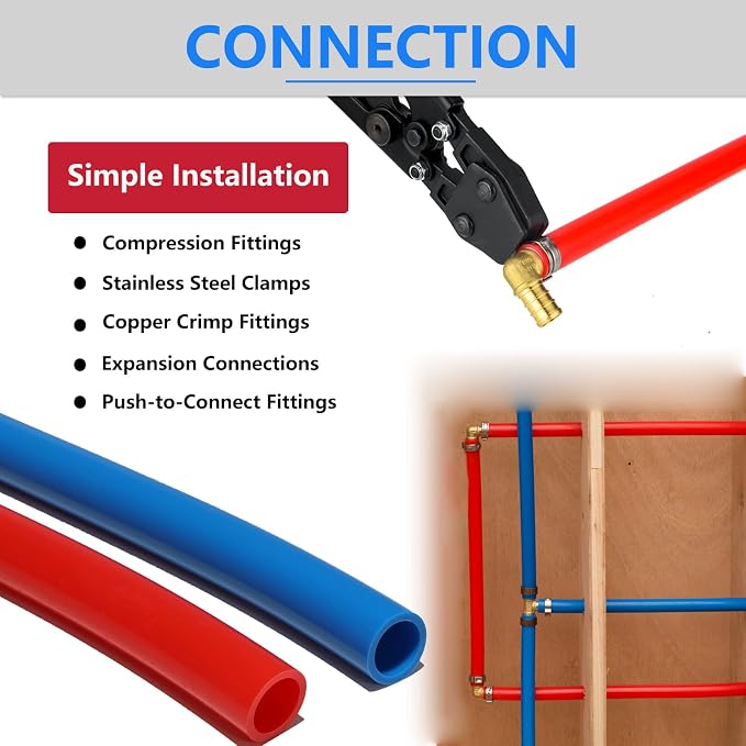 PEX-B Pipe/Tool Kit,1/2"200FT PEX Tubing | Crimping Tool,Cinch Clamps,Cutterfor Potable Hot/Cold Water Plumbing Application