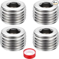 4Pack Hex Head Socket Pipe Plug Fitting M14x1.5mm End Cap Hex Thread | Male Threaded, 304 SS, Pipe Fittings, with W/Tape, for Water Pump Engine Industrial Piping