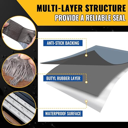 VIVIDA Aluminum Waterproof Butyl Sealing Tape, 4" × 20', 1 Roll | Aluminum Foil Butyl Sealant Tape for Outdoor Use, Corrosion Resistant, For Roof Leak Patching