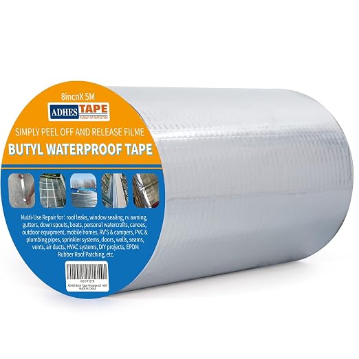 ADHES Upgrade Butyl Tape Waterproof Tape, 1.2mm Thick, 8 inch x 16 feet | Aluminum Foil Tape Butyl Sealant Tape for RV Repair, Window, Boat and Pipe Sealing, Glass & EDPM Rubber Roof Patching, Silver