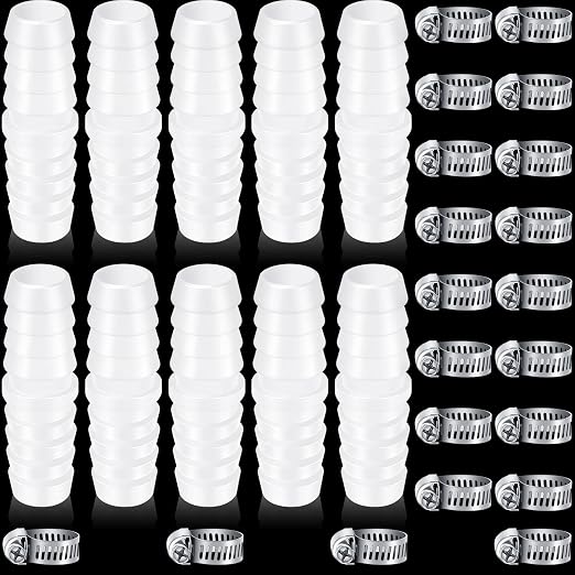 Treela 10 Set Plastic Hose Barb Fitting 3/8" x 3/8" Pipe Connectors Barbed Splicer Mender Joint Adapter Union with 20 Pcs Hose Clamps for Household Adapters Fuel Gas Liquid Air Repair