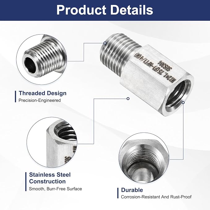 M METERXITY 2-Pack Garden Hose Adapter, Stainless Steel M12x1.75 NPT Female x 1/4" NPT Male Threaded Connector with Sealing Tape Garden Hose Convert Fitting for Pipe Fitting/Shower