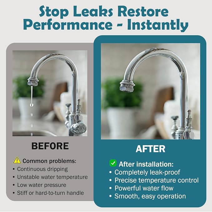 2 Pack Faucet Cartridge Replacement Compatible with Kohler K-GP77005-RP & K-GP77006-RP - Brass Ceramic Cartridge for Kitchen, Bathroom, and Shower Faucets Cold and Hot Water