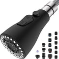 J-HVA Metal Kitchen Faucet Head Replacement with 15 Adapters, Matte Black