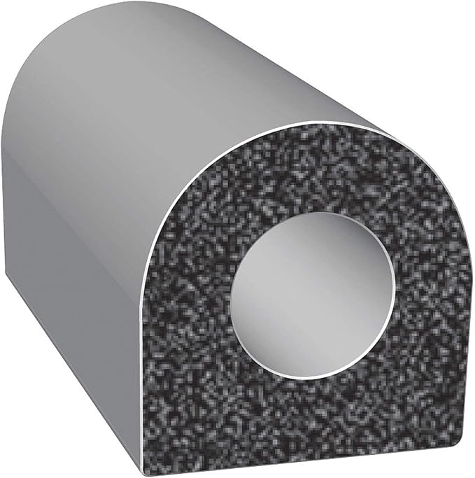 TRIM-LOK D-Shaped Rubber Seal with High Tack Tape, 0.5-Inch Height, 0.5-Inch Width, 100-Foot Length, EPDM Foam Weather Stripping for Door Frame, Window Insulation, Cars, Trucks, RVs, and Boats