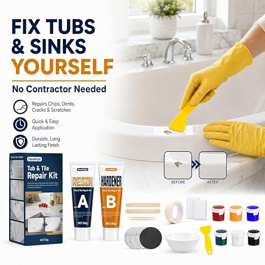 Tub & Tile Repair Kit for Porcelain Sink: DIY Fix - Match 90% Shades
