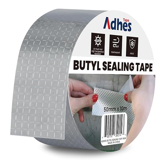 Adhes Butyl Sealing Tape Waterproof Tape 2 inch x 33feet | Waterproof Rubber Adhesive Repair Tape for Roof, Window, RV, Pipe, Gutter & Leak Fixing